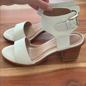 White Joie Sandals with wood block heel